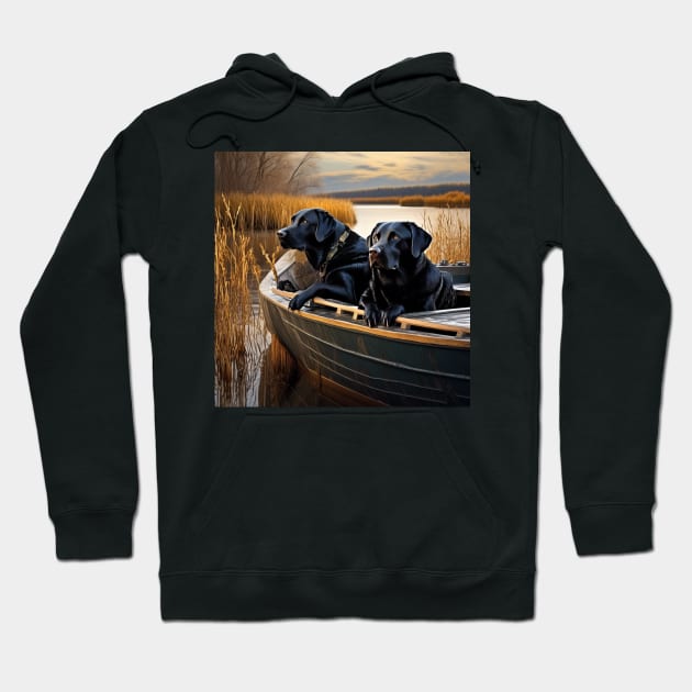 Black Labs on a Boat Hoodie by AnchoredK9s